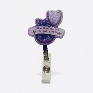 Purple Stethoscope Badge Reel